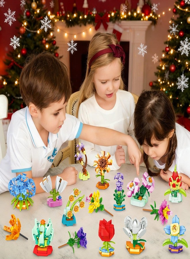 LINAYE Flower Advent Calendar 2025 Building Blocks Toys Set - Christmas Holiday Countdown Calendar Set for Girls Women, 24 Mimi Flowers Buildable Surprises for Kids Age 6+ Gifts Party Favors - Image 4